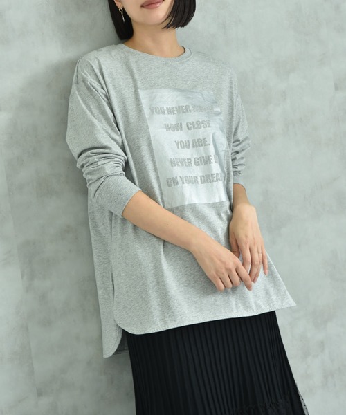 INTERPLANET(インタープラネット)の「箔プリントラウンドヘムロンT(Tシャツ/カットソー・レディース・グレー/オフホワイト/ブラック・FREE)」の22枚目の写真