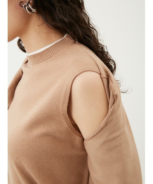 Mila Owen（ミラオーウェン）の「フライスアンサンブルドッキングニットプルオーバー（ニット/セーター・レディース・ベージュ/ネイビー/ドット/レッド/グレー・0/1）」の18枚目の写真