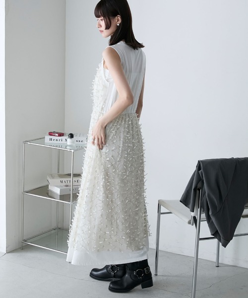 シェリエノースリーブワンピース TO BE CHIC ワンピース ボイルワッシャー ノースリーブドレス