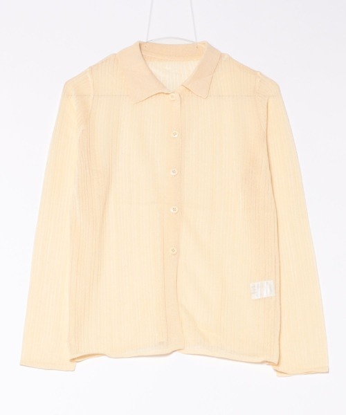 TRIANGLE PALETTE（トライアングルパレット）の「シアーポロニット プルオーバー（ニット/セーター・レディース・ブラック/アイボリー/グレー・FREE）」の4枚目の写真