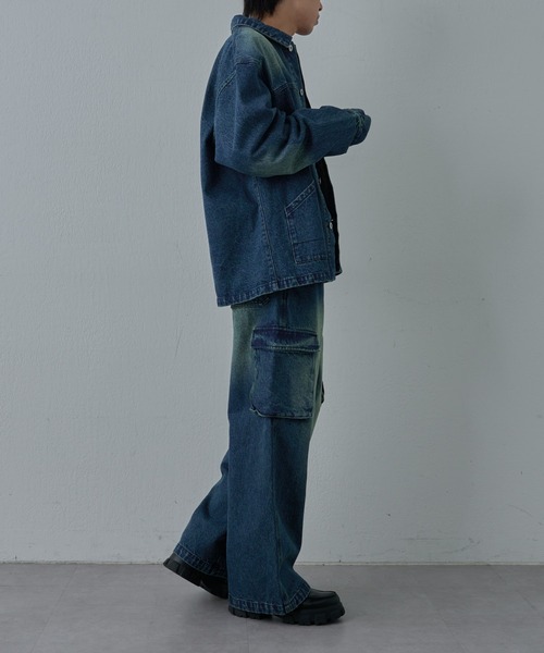 COLONY 2139(コロニートゥーワンスリーナイン)の「ブラッシュドデニムカバーオール(デニムジャケット・メンズ・ブラック系その他/ブルー・MEDIUM/LARGE)」の14枚目の写真