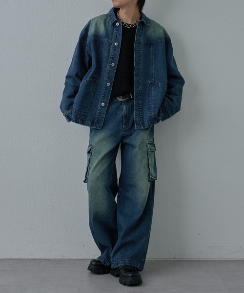 COLONY 2139(コロニートゥーワンスリーナイン)の「ブラッシュドデニムカバーオール(デニムジャケット・メンズ・ブラック系その他/ブルー・MEDIUM/LARGE)」の15枚目の写真