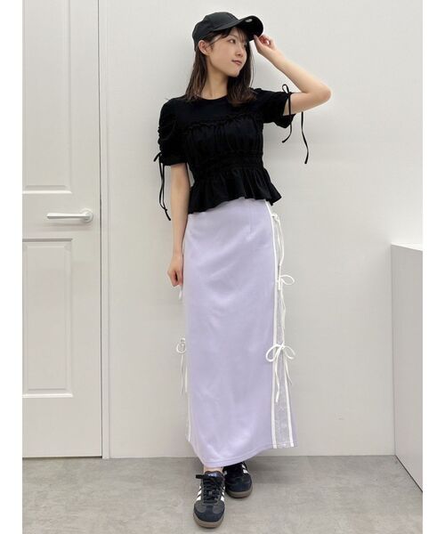 dazzlin(ダズリン)の「フリルギャザーデザインTシャツ(Tシャツ/カットソー・レディース・ピンク/ブラック/オフホワイト・FREE)」の17枚目の写真