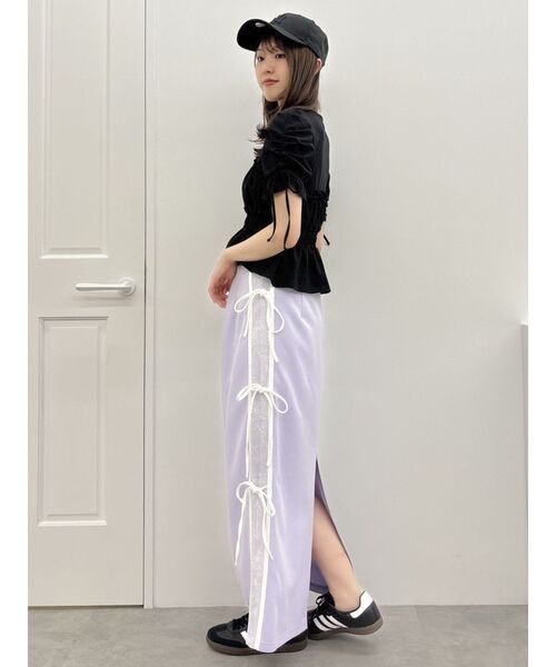 dazzlin(ダズリン)の「フリルギャザーデザインTシャツ(Tシャツ/カットソー・レディース・ピンク/ブラック/オフホワイト・FREE)」の19枚目の写真