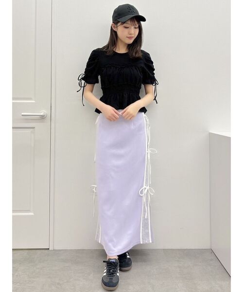 dazzlin(ダズリン)の「フリルギャザーデザインTシャツ(Tシャツ/カットソー・レディース・ピンク/ブラック/オフホワイト・FREE)」の20枚目の写真