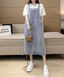 サイドデニムサロペットスカート