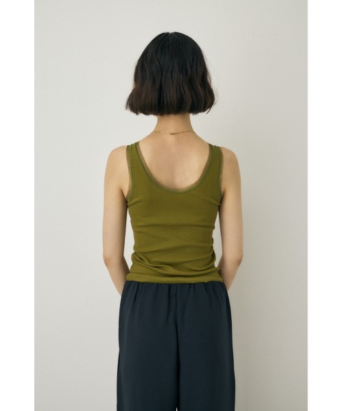 M_（エムアンダーバー）の「オーガニックコットン×リサイクルポリエステルチュールの2WAYタンクトップ（タンクトップ・レディース・ブラック/ライトベージュ/グリーン・FREE）」の21枚目の写真