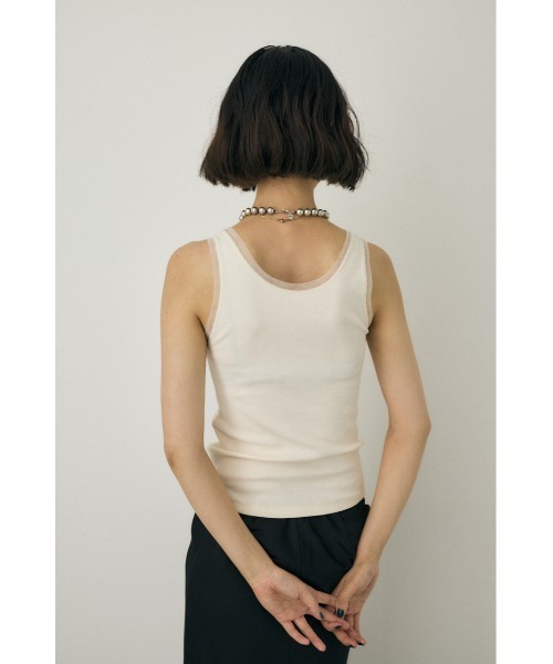 M_（エムアンダーバー）の「オーガニックコットン×リサイクルポリエステルチュールの2WAYタンクトップ（タンクトップ・レディース・ブラック/ライトベージュ/グリーン・FREE）」の12枚目の写真