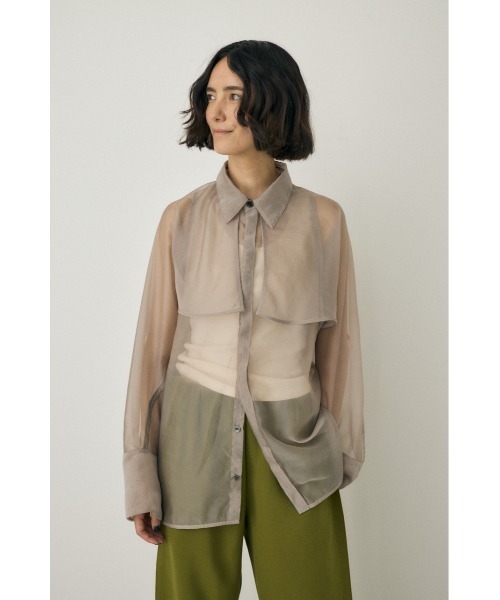 M_（エムアンダーバー）の「オーガニックコットン×リサイクルポリエステルチュールの2WAYタンクトップ（タンクトップ・レディース・ブラック/ライトベージュ/グリーン・FREE）」の7枚目の写真