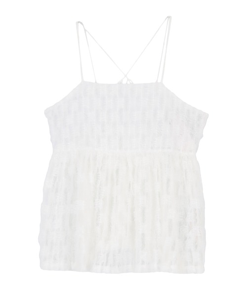 titivate(ティティベイト)の「フェザーチュールキャミソールトップス(キャミソール・レディース・オフホワイト/ブラック・M)」の12枚目の写真