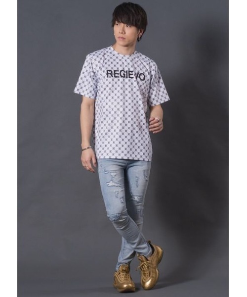 RE730(アールイーセブンサーティー)の「【REGIEVO】ロゴモノグラム Tシャツ(Tシャツ/カットソー・メンズ・ブラック/レッド/オフホワイト・X-LARGE/LARGE/MEDIUM)」の7枚目の写真