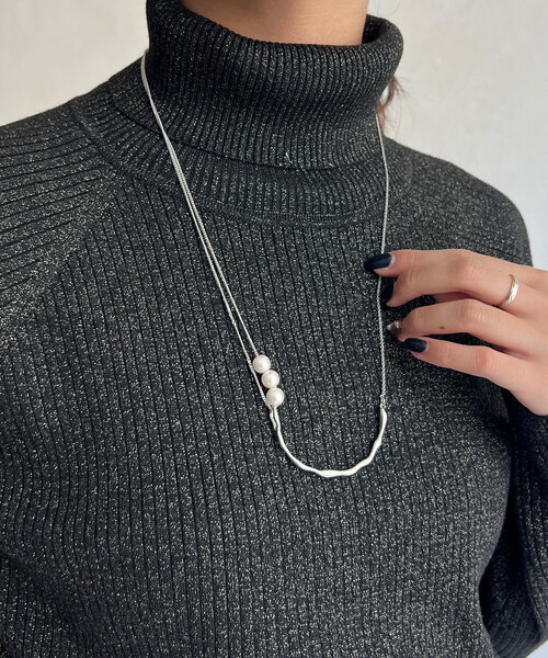 Chez toi（シェトワ）の「パール×ニュアンスネックレス（ネックレス・レディース・ゴールド/シルバー・FREE）」の4枚目の写真