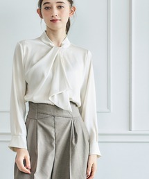 【再入荷!ベストセラー】ねじりボウタイブラウス