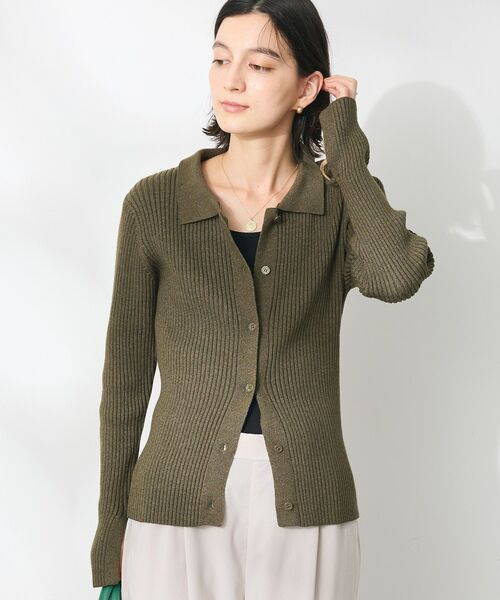 CRAFT STANDARD BOUTIQUE（クラフトスタンダードブティック）の「襟付きニットコンパクトカーディガン（カーディガン/ボレロ・レディース・ネイビー/ボルドー/グリーン/アイボリー/ブラック・FREE）」の3枚目の写真