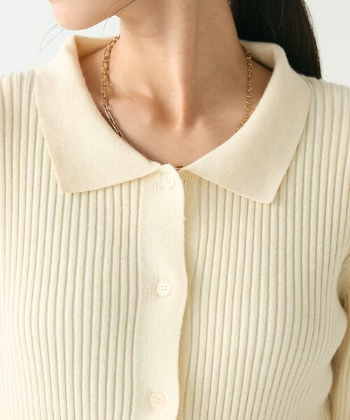 CRAFT STANDARD BOUTIQUE（クラフトスタンダードブティック）の「襟付きニットコンパクトカーディガン（カーディガン/ボレロ・レディース・ネイビー/ボルドー/グリーン/アイボリー/ブラック・FREE）」の9枚目の写真