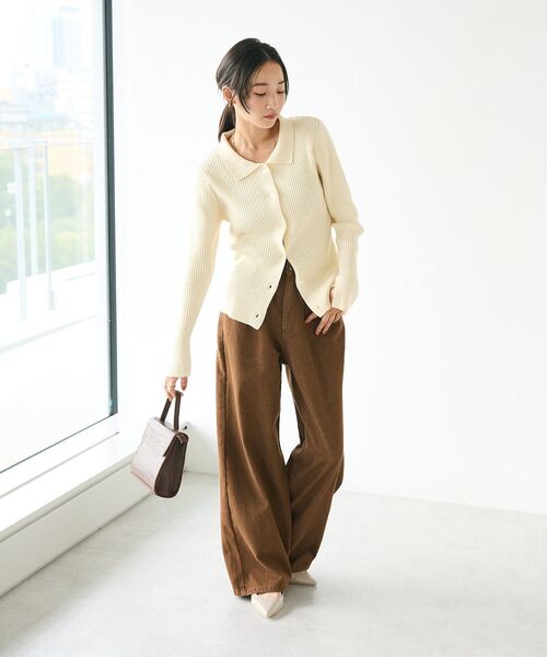 CRAFT STANDARD BOUTIQUE（クラフトスタンダードブティック）の「襟付きニットコンパクトカーディガン（カーディガン/ボレロ・レディース・ネイビー/ボルドー/グリーン/アイボリー/ブラック・FREE）」の10枚目の写真