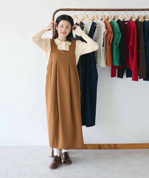 CRAFT STANDARD BOUTIQUE（クラフトスタンダードブティック）の「襟付きニットコンパクトカーディガン（カーディガン/ボレロ・レディース・ネイビー/ボルドー/グリーン/アイボリー/ブラック・FREE）」の12枚目の写真