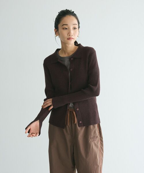 CRAFT STANDARD BOUTIQUE（クラフトスタンダードブティック）の「襟付きニットコンパクトカーディガン（カーディガン/ボレロ・レディース・ネイビー/ボルドー/グリーン/アイボリー/ブラック・FREE）」の13枚目の写真