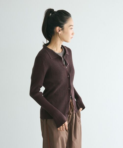 CRAFT STANDARD BOUTIQUE（クラフトスタンダードブティック）の「襟付きニットコンパクトカーディガン（カーディガン/ボレロ・レディース・ネイビー/ボルドー/グリーン/アイボリー/ブラック・FREE）」の14枚目の写真