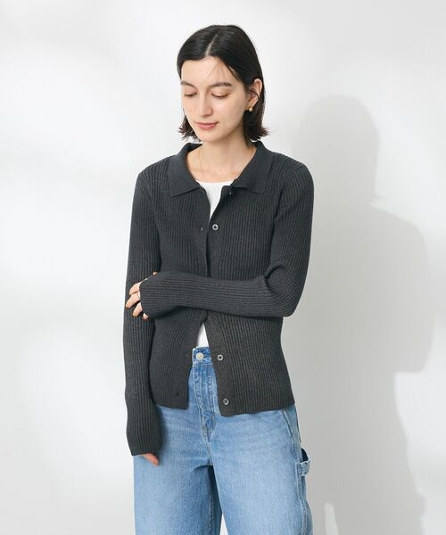 CRAFT STANDARD BOUTIQUE（クラフトスタンダードブティック）の「襟付きニットコンパクトカーディガン（カーディガン/ボレロ・レディース・ネイビー/ボルドー/グリーン/アイボリー/ブラック・FREE）」の21枚目の写真