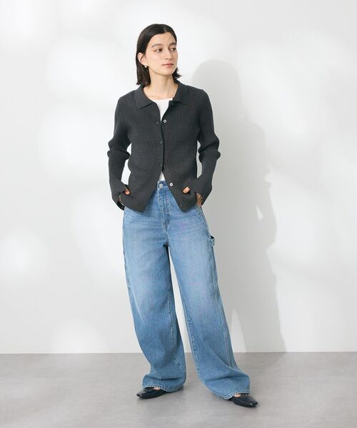 CRAFT STANDARD BOUTIQUE（クラフトスタンダードブティック）の「襟付きニットコンパクトカーディガン（カーディガン/ボレロ・レディース・ネイビー/ボルドー/グリーン/アイボリー/ブラック・FREE）」の22枚目の写真