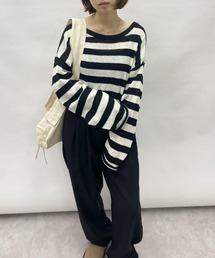ねじれデザイン ストライプセーター