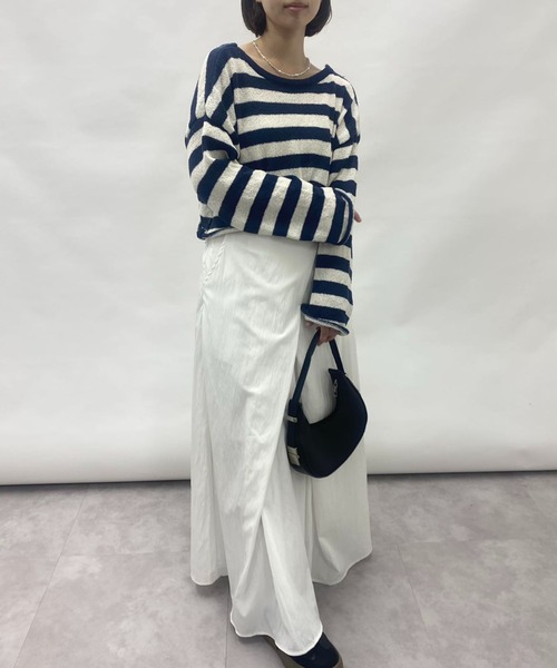 mebole(メボレ)の「ねじれデザイン ストライプセーター(ニット/セーター・レディース・ベージュ/ネイビー/ブラック・FREE)」の12枚目の写真