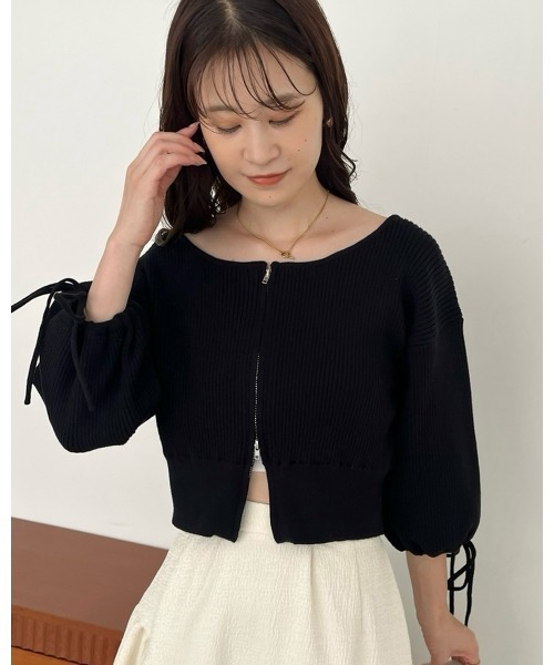 Cherie chuu(シェリーチュウ)の「【Cherie chuu】ダブルジップニット(ニット/セーター・レディース・ピンク/レッド/アイボリー/ブラック・FREE)」の2枚目の写真