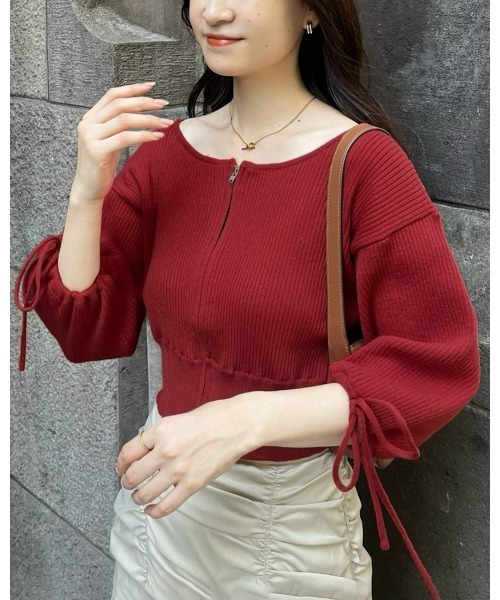 Cherie chuu(シェリーチュウ)の「【Cherie chuu】ダブルジップニット(ニット/セーター・レディース・ピンク/レッド/アイボリー/ブラック・FREE)」の22枚目の写真