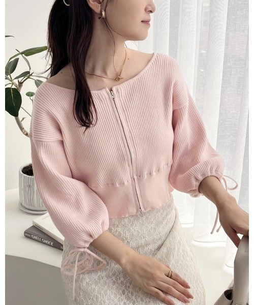 Cherie chuu(シェリーチュウ)の「【Cherie chuu】ダブルジップニット(ニット/セーター・レディース・ピンク/レッド/アイボリー/ブラック・FREE)」の16枚目の写真