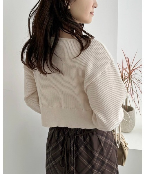 Cherie chuu(シェリーチュウ)の「【Cherie chuu】ダブルジップニット(ニット/セーター・レディース・ピンク/レッド/アイボリー/ブラック・FREE)」の6枚目の写真