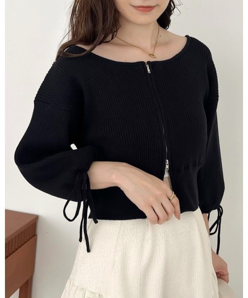 Cherie chuu(シェリーチュウ)の「【Cherie chuu】ダブルジップニット(ニット/セーター・レディース・ピンク/レッド/アイボリー/ブラック・FREE)」の9枚目の写真