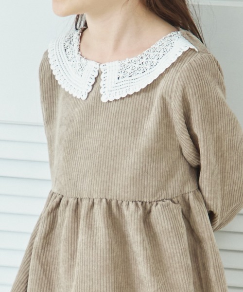pairmanon（ペアマノン）の「レース衿 コーデュロイ 長袖 ワンピース（ワンピース・キッズ・パープル/モカ/ベージュ/テラコッタ・130/120/110/140/100/150/90）」の10枚目の写真