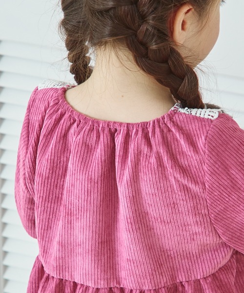 pairmanon（ペアマノン）の「レース衿 コーデュロイ 長袖 ワンピース（ワンピース・キッズ・パープル/モカ/ベージュ/テラコッタ・130/120/110/140/100/150/90）」の11枚目の写真