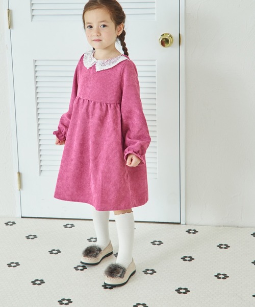 pairmanon（ペアマノン）の「レース衿 コーデュロイ 長袖 ワンピース（ワンピース・キッズ・パープル/モカ/ベージュ/テラコッタ・130/120/110/140/100/150/90）」の13枚目の写真