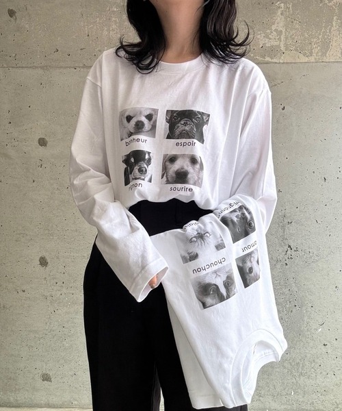 cuorequal(クオレコール)の「アニマルグラフィックプリントロングTシャツ(Tシャツ/カットソー・レディース・ホワイト/ホワイト系その他・MEDIUM/LARGE/SMALL/X-LARGE)」の1枚目の写真