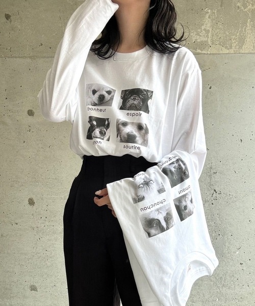 cuorequal(クオレコール)の「アニマルグラフィックプリントロングTシャツ(Tシャツ/カットソー・レディース・ホワイト/ホワイト系その他・MEDIUM/LARGE/SMALL/X-LARGE)」の5枚目の写真
