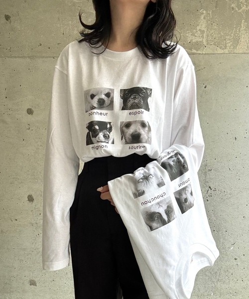 cuorequal(クオレコール)の「アニマルグラフィックプリントロングTシャツ(Tシャツ/カットソー・レディース・ホワイト/ホワイト系その他・MEDIUM/LARGE/SMALL/X-LARGE)」の6枚目の写真
