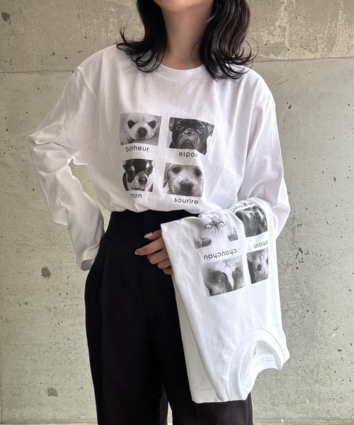 cuorequal(クオレコール)の「アニマルグラフィックプリントロングTシャツ(Tシャツ/カットソー・レディース・ホワイト/ホワイト系その他・MEDIUM/LARGE/SMALL/X-LARGE)」の7枚目の写真