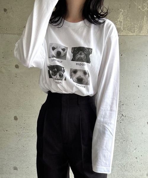 cuorequal(クオレコール)の「アニマルグラフィックプリントロングTシャツ(Tシャツ/カットソー・レディース・ホワイト/ホワイト系その他・MEDIUM/LARGE/SMALL/X-LARGE)」の10枚目の写真