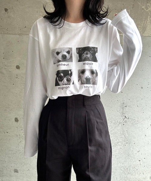 cuorequal(クオレコール)の「アニマルグラフィックプリントロングTシャツ(Tシャツ/カットソー・レディース・ホワイト/ホワイト系その他・MEDIUM/LARGE/SMALL/X-LARGE)」の12枚目の写真