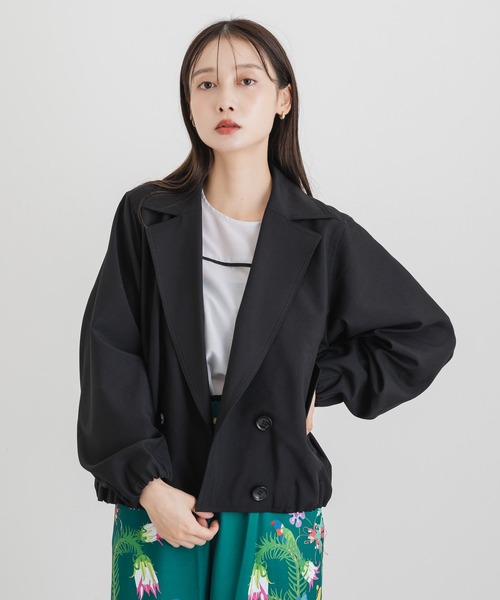 KATHARINE ROSS（キャサリンロス）の「【KATHARINE ROSS】クロップトトレンチジャケット（トレンチコート・レディース・ブラック/ベージュ・MEDIUM）」の9枚目の写真