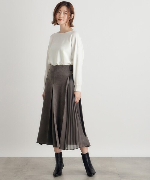 grove（グローブ）の「◆マシュマロタッチスエード調サイドベルトスカート（スカート・レディース・ナチュラル/ダークグレー/パープル・02/03/04/05/01）」の6枚目の写真