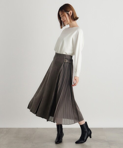 grove（グローブ）の「◆マシュマロタッチスエード調サイドベルトスカート（スカート・レディース・ナチュラル/ダークグレー/パープル・02/03/04/05/01）」の7枚目の写真