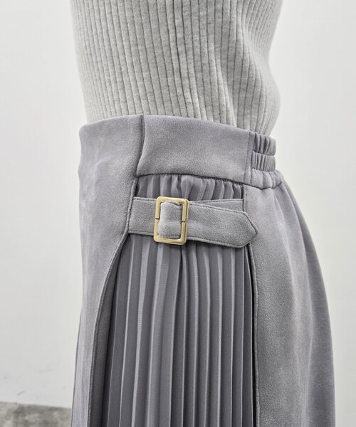 grove（グローブ）の「◆マシュマロタッチスエード調サイドベルトスカート（スカート・レディース・ナチュラル/ダークグレー/パープル・02/03/04/05/01）」の4枚目の写真