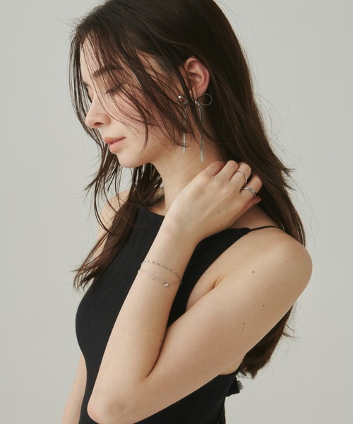 ciite' surgical stainless(シーテサージカルステンレス)の「【 金属アレルギー対応 】 ビジュー 2連チェーンブレスレット サージカルステンレス(ブレスレット・レディース・シルバー/ゴールド/ピンクゴールド・FREE)」の4枚目の写真