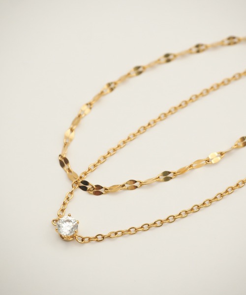 ciite' surgical stainless(シーテサージカルステンレス)の「【 金属アレルギー対応 】 ビジュー 2連チェーンブレスレット サージカルステンレス(ブレスレット・レディース・シルバー/ゴールド/ピンクゴールド・FREE)」の8枚目の写真