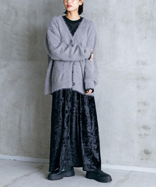 LIENCOEUR(リアンクール)の「シャギーオーバーカーデ(カーディガン/ボレロ・レディース・ダークグレー/ライトグレー/ブラック・FREE)」の16枚目の写真