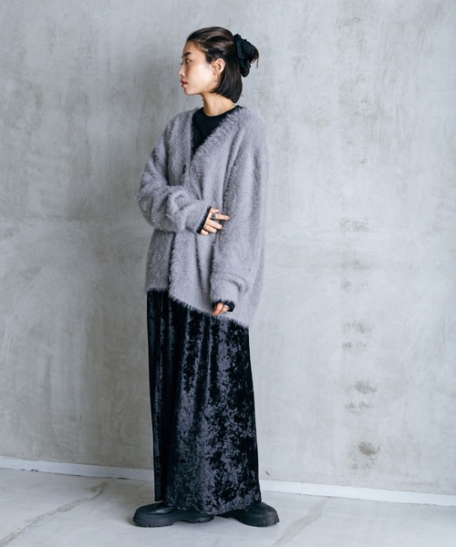 LIENCOEUR(リアンクール)の「シャギーオーバーカーデ(カーディガン/ボレロ・レディース・ダークグレー/ライトグレー/ブラック・FREE)」の10枚目の写真