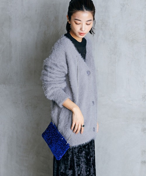 LIENCOEUR(リアンクール)の「シャギーオーバーカーデ(カーディガン/ボレロ・レディース・ダークグレー/ライトグレー/ブラック・FREE)」の15枚目の写真